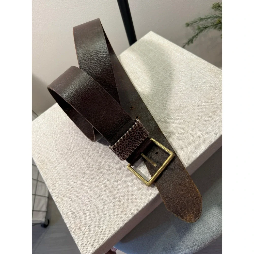 banana republic wide belt leather 90s animal snakeskin retro‎ basics brown brass